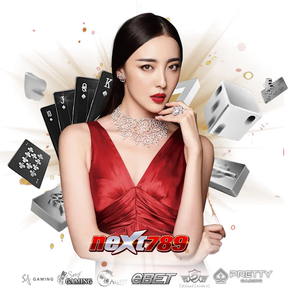 ภาพแบนเนอร์ NEXT789 คาสิโนรวมทุกค่ายเกมชั้นนำ เช่น eBET, Pretty Gaming พร้อมสล็อต บาคาร่า เกมไพ่ ลูกเต๋า ดีไซน์หรูโทนแดงทอง รองรับมือถือและทุกระบบ next789